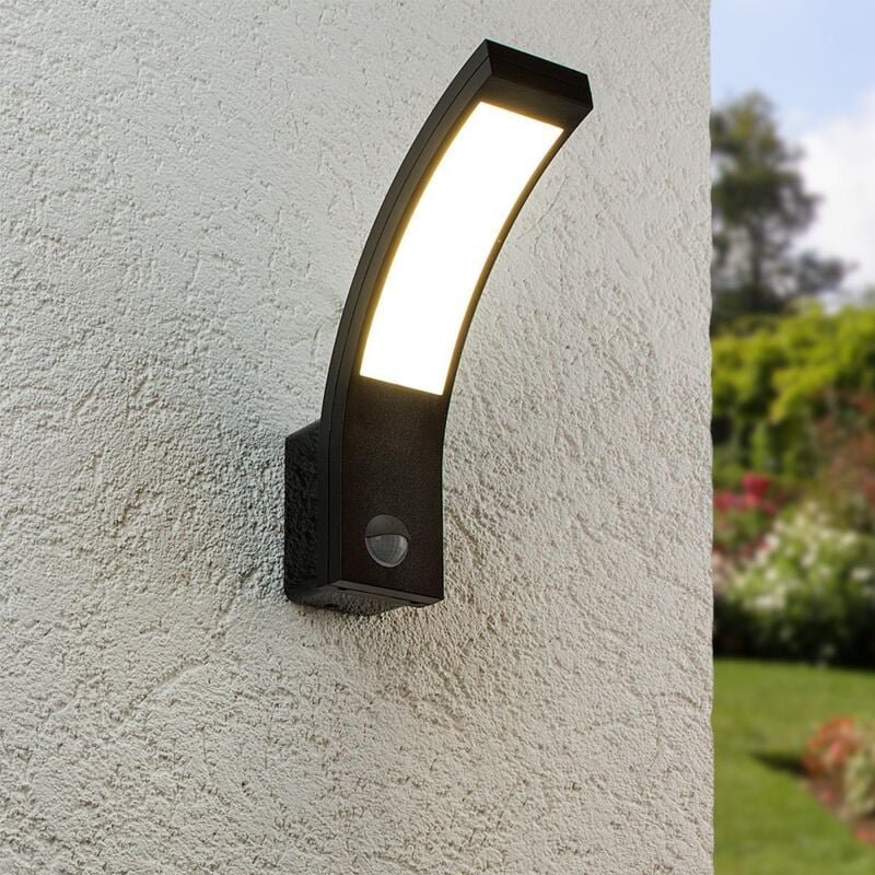 LED Wandleuchte Außenleuchte Curve 15W neutralweiß IP54 - Ausführung: Schwarz mit Sensor