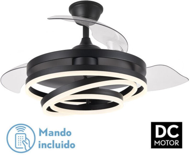 FABRILAMP Lüfter 72w Dc Kai Schwarz 3 Flügel Transp. 6Vel. 3 Farben 43/58x50/107/Erdbeben,Speicher & Temp. 6120lm