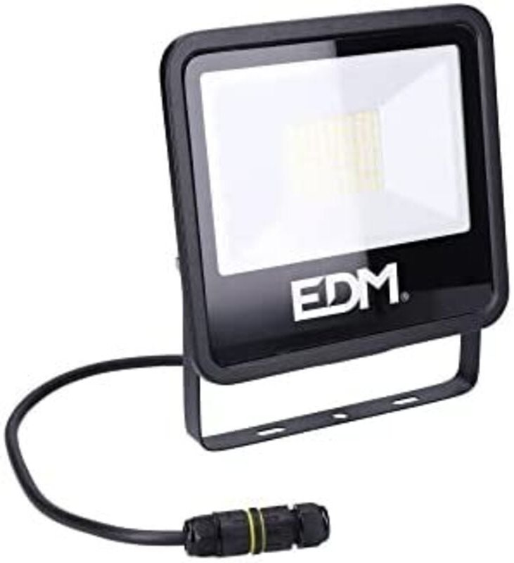 EDM - 50w led flutlicht 4000lm 6400k kaltlicht schwarz serie 19,2x17,5x2,9cm