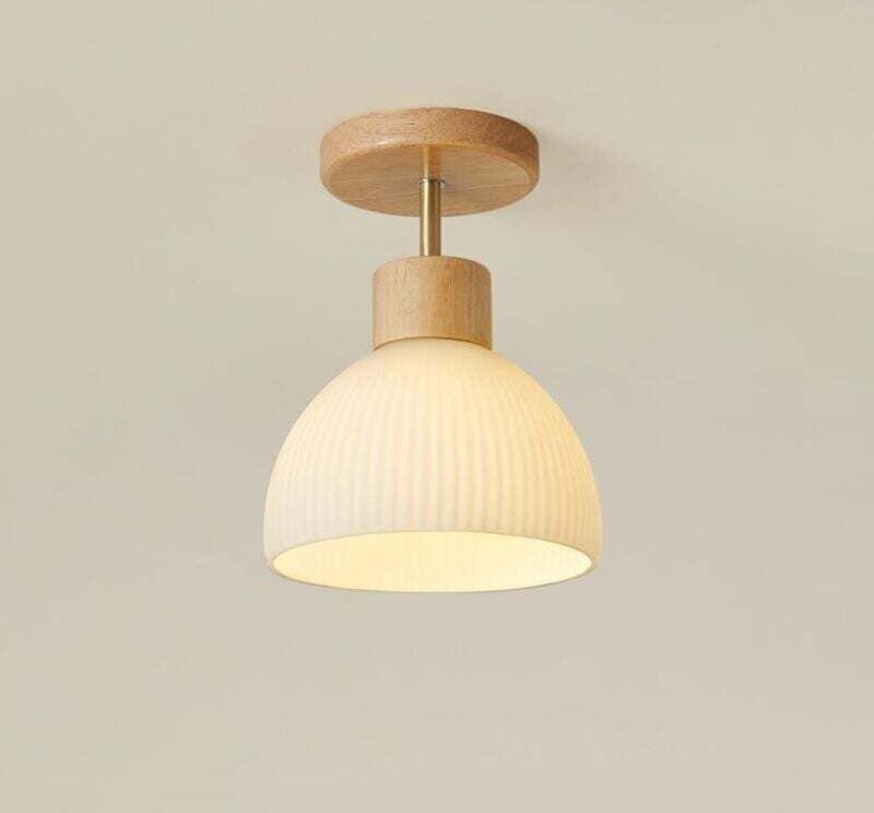 Mini-Deckenleuchte mit warmem Licht, Kronleuchter aus Holz und Glas, schlichte Landhauslampe, E27-Fassung, dekorative Le...