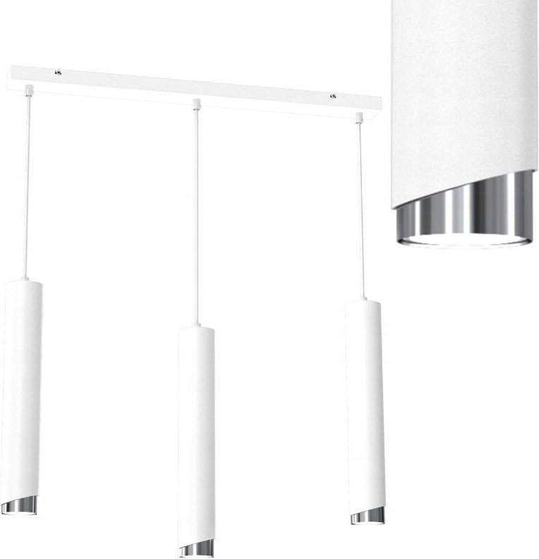 Hängelampen-Röhrenstreifen 3x Gu10 weiß verchromt BEVEL