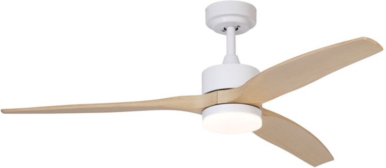 Smarter Deckenventilator weiß mit Holzaufdruck 132cm inkl. led Dimmbar mit Fernbedienung - Joly