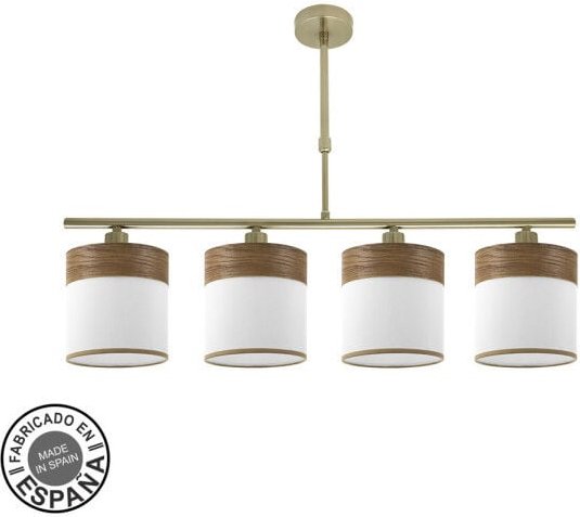 Fabrilamp - Cloe Lampe 4xe14 Leder/Weiß-Holz Dunkel Regx75x14 cm