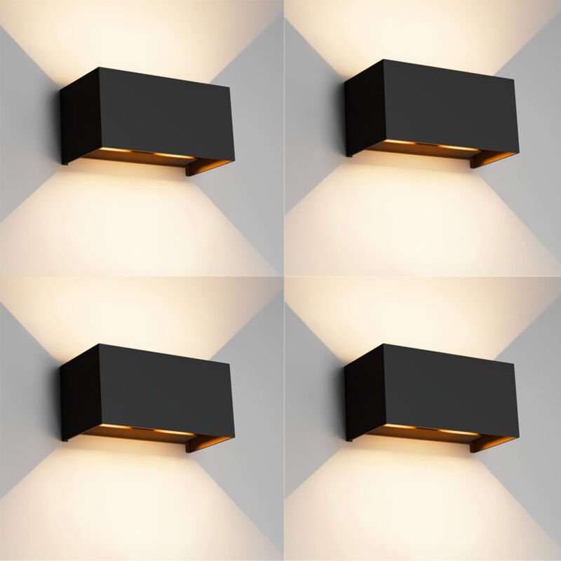 4er-Set LED-Wandleuchten für den Innen- und Außenbereich, höhen- und winkelverstellbar, 3000 K, IP65