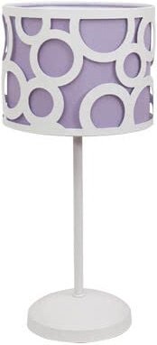 Kindertischlampe Farbe Weiß und Flieder. 1xE14, Maße 40x15cm.