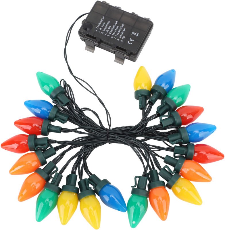 aqxreight Weihnachtslichterkette für draußen, C9 LED-Weihnachtslichterkette, 5 m, 20 LEDs, wasserdicht, Erdbeer-C9-Weihn...