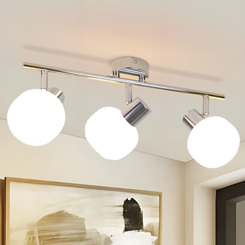 Deckenstrahler Weiß Deckenleuchte Flur - Deckenlampe 3 Flammig Innen Strahler Vintage Glas Lampenschirm Flurlampe Morden...