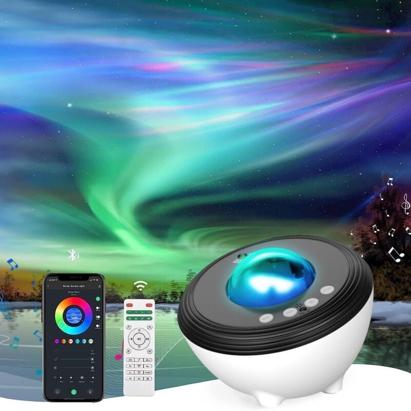Sternenprojektor, Galaxienprojektor mit 33 Lichtern, intelligenter Wi-Fi-Aurora-Borealis-Lampenprojektor mit Bluetooth-L...
