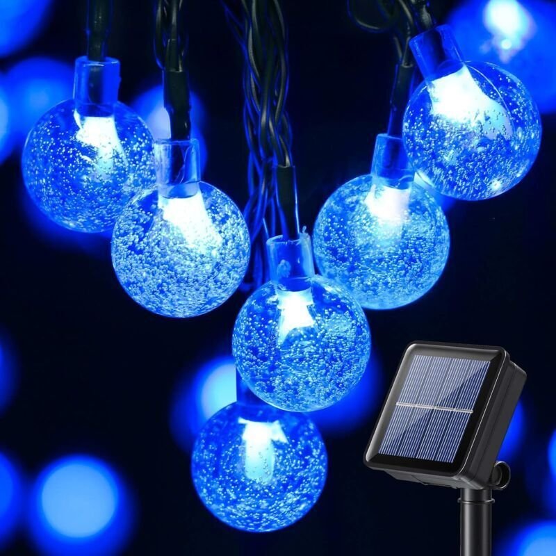 BrizLabs 13,8 m lange Solar-Lichterkette mit 60 LEDs, Kristallkugel-Lichterkette für den Außenbereich, 8 Modi, wasserdic...