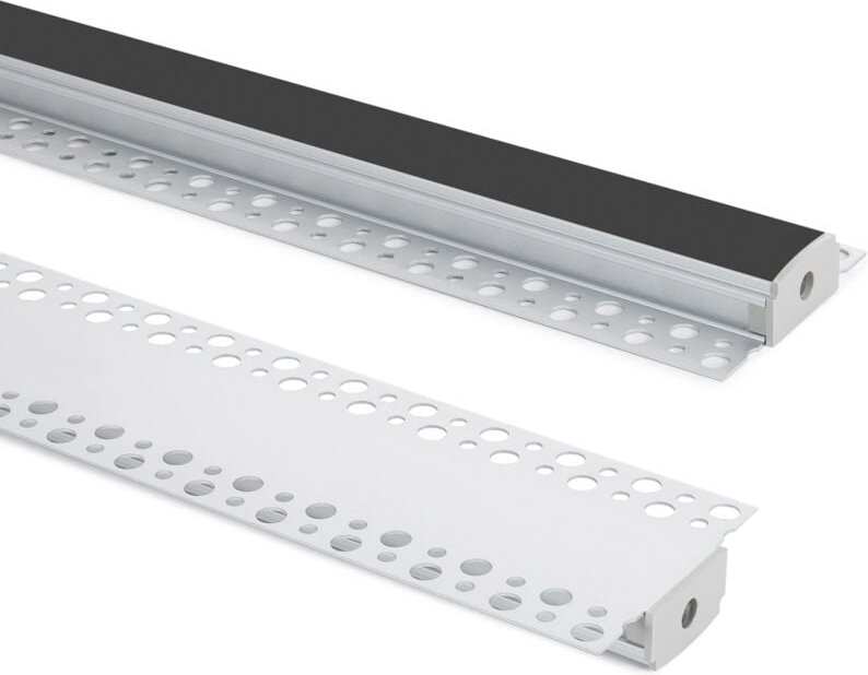 Aluminiumprofil Gipseinbau für LED Streifen bis 20mm mit durchgehender Abdeckung Aluminium 10 m Schwarz transluzent
