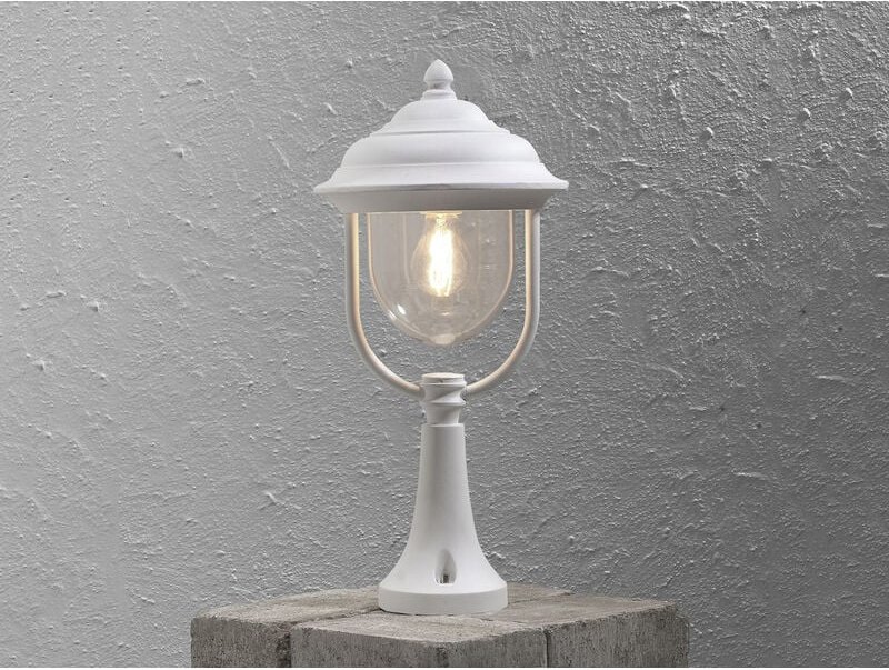 Konstsmide - led Sockelleuchte Laterne außen im Landhausstil, weiß, Höhe 54cm