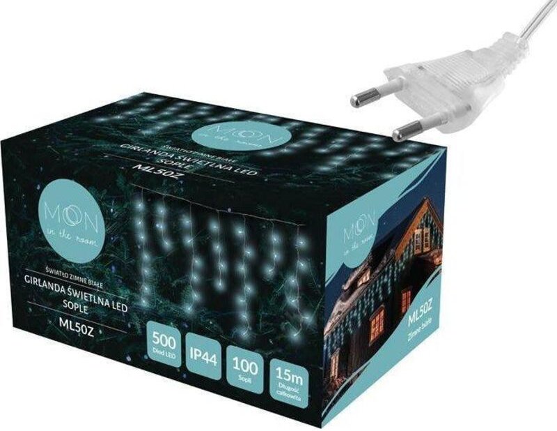 Lichterkette (500 LEDs, 100 Eiszapfen, 15 m, Kaltweiß)