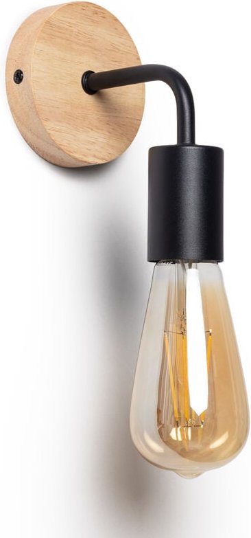 Wandleuchte Holz und Metall Jedali Schwarz