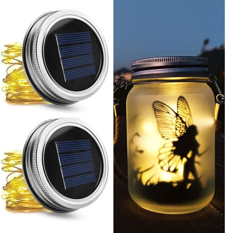 Mostof IP44 Wasserdichte Solarlaterne im Mason-Jar-Design für den Außenbereich, geeignet für Terrasse, Rasen, Partys und...