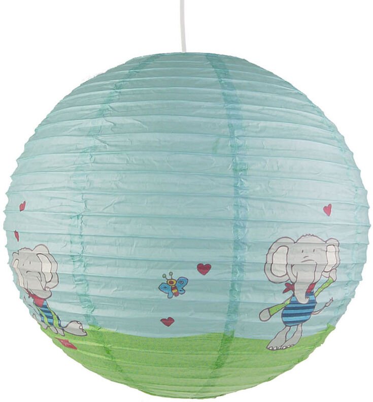 Niermann - Papier Lampenschirm fürs Kinderzimmer mit fröhlichem Elefanten Motiv ø 40cm