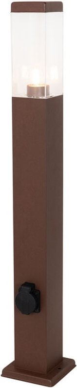 Qazqa - Gartenleuchte Rostbraun 80 cm mit Steckdose IP44 - Malios