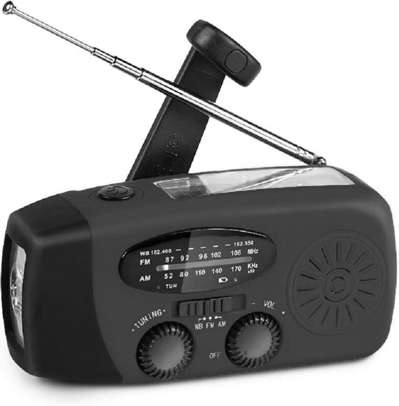 Tragbares Solar-Notfallradio, Kurbelradio mit AM/FM-Empfang und Taschenlampe, 2000-mAh-Powerbank für Camping, Reisen und...