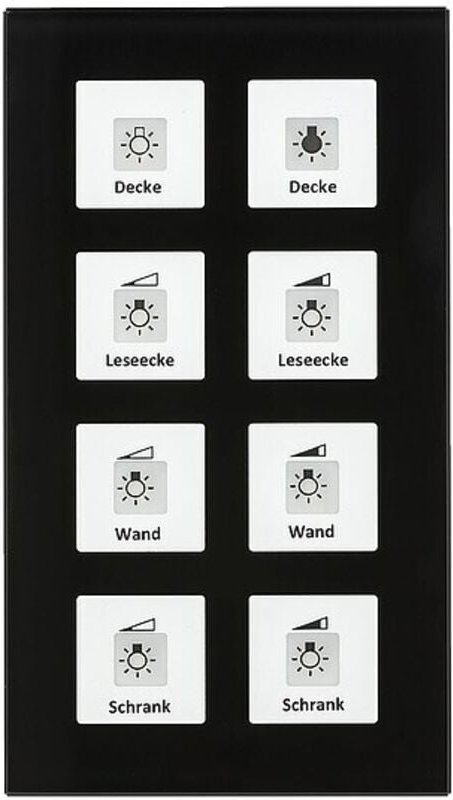 KNX RF+ Funk Glastaster Plus 8-fach mit Aktor, Schwarz