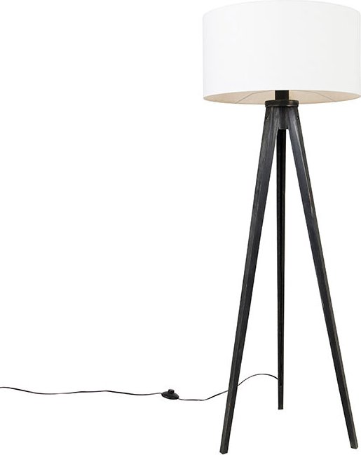 Stehleuchte Stativ schwarz mit Schirm weiß 50 cm - Tripod Classic