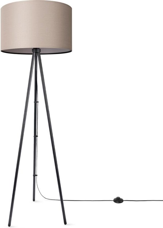 Stehleuchte Wohnzimmer Schlafzimmer Dreibein Stofflampenschirm Stehlampe E27 Uni Stehleuchte-Schwarz - Typ 2, Beige (Ø45...