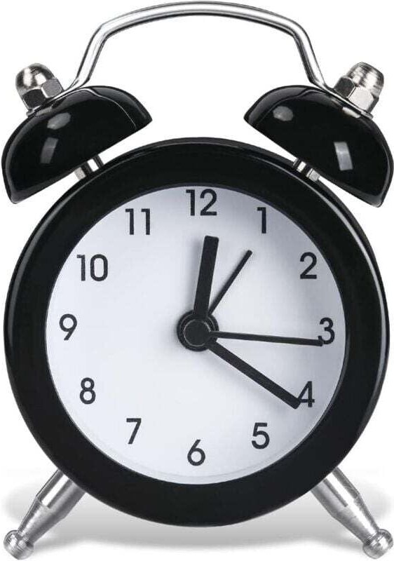 Klassischer Glockenwecker, Mini-Retro-Wecker, leistungsstarker batteriebetriebener Nachttischwecker – Lautloser analoger...