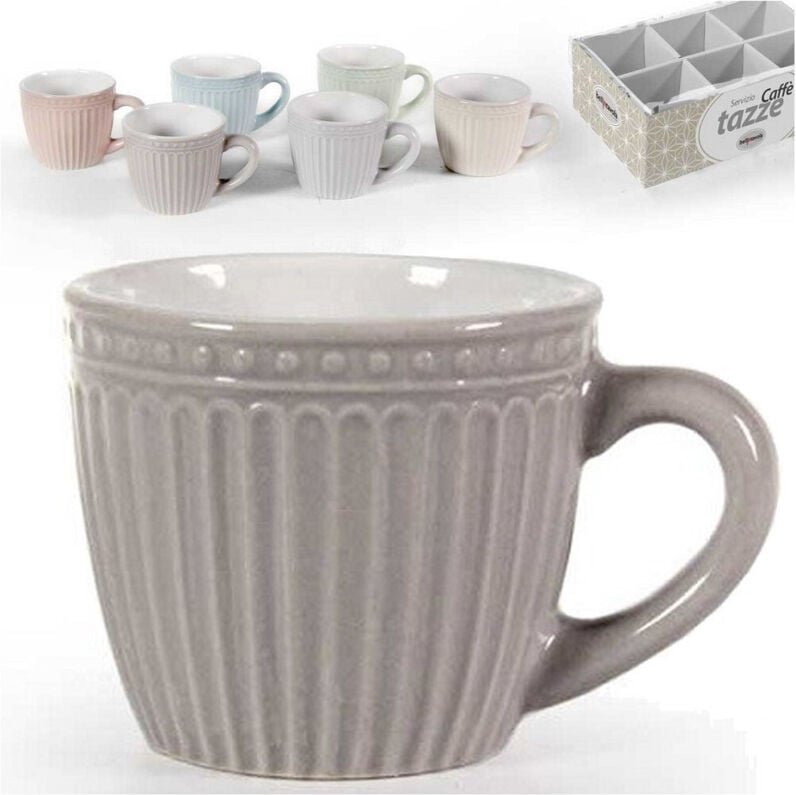 Trade Shop Traesio - Trade Shop - set mit 6 kaffeetassen ohne untertasse 90ML 5,3CM verschiedene farben 773938 -