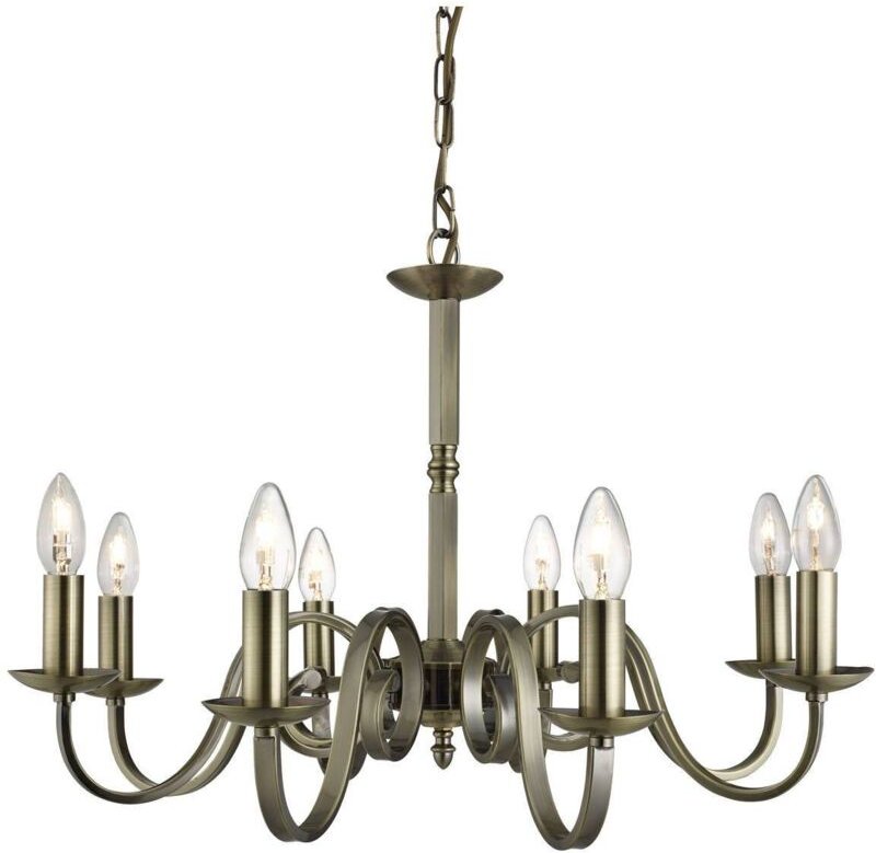 Richmond - 8 Leichter Kronleuchter Antik Messing Finish, E14 - Searchlight