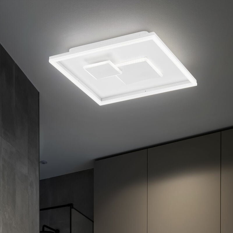 Etc-shop - led Deckenleuchte dimmbar über Schalter Deckenlampe Wohnzimmer, Metall Kunststoff weiß, 27W 2150lm warmweiß, ...