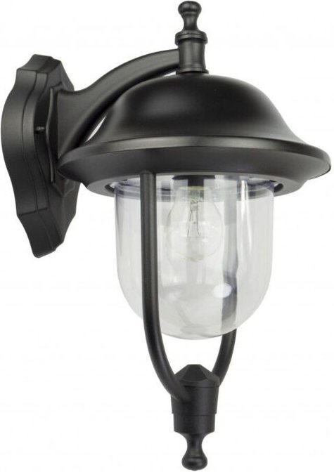 Retro Außenwandleuchte, unten, 1xE27, schwarz, IP43, SU-MA Prince K 3012/1/O