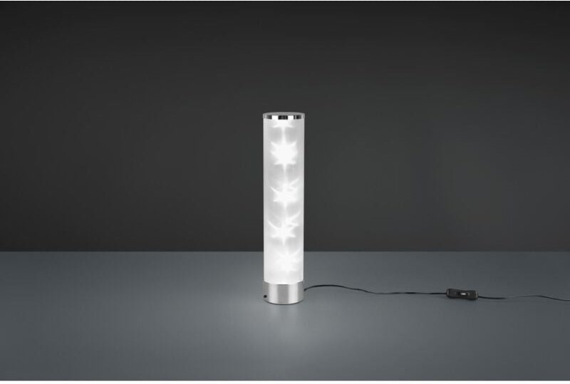 Iperbriko - Tischlampe Rgb Led Zylinder Rico Chrom mikroperforierter Stoff mit Smart Control Trio Lighting