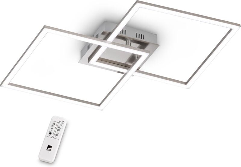 Led Deckenleuchte Palmaves 1, dimmbare Design Deckenlampe mit Fernbedienung, Lampe Decke Wohnzimmer aus Metall in Silber...