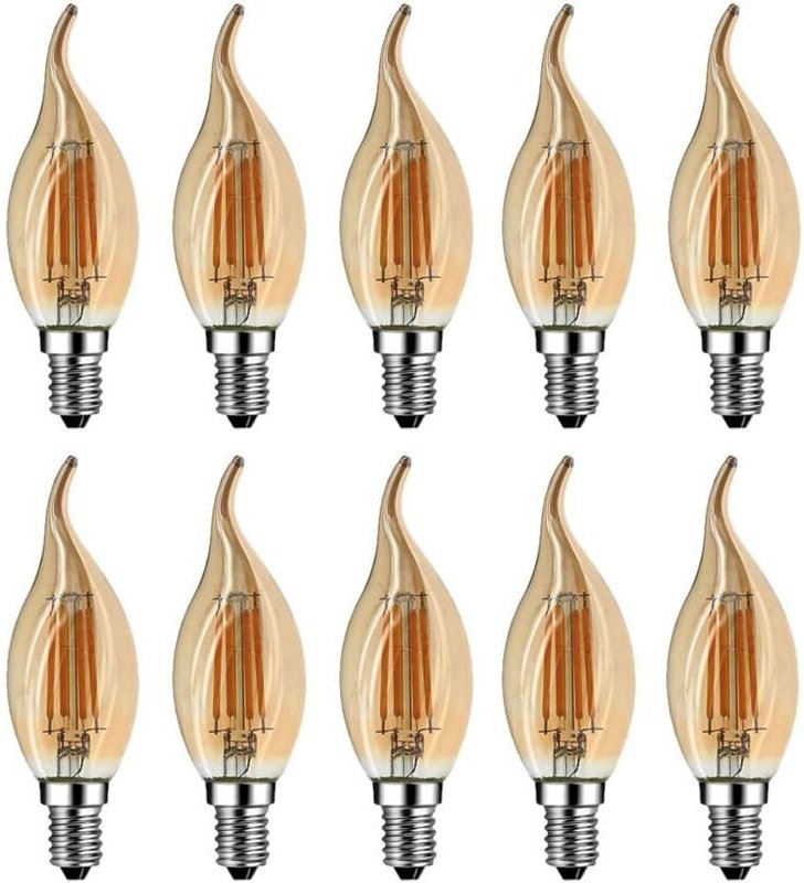 Ersandy - E14 LED-Flammenlampe, 4 w, entspricht 40 w Halogen-/Glühlampe, Warmweiß 2700 k, versenkte LED-Kerzenflamme, 36...