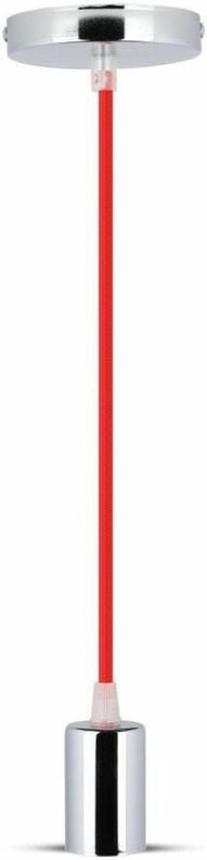 Thumbnail - V-TAC LED-Zylinder-Kronleuchter, Metall, E27-Lampenfassung (max. 60 W), L:100 cm, Chrom, rotes Kabel