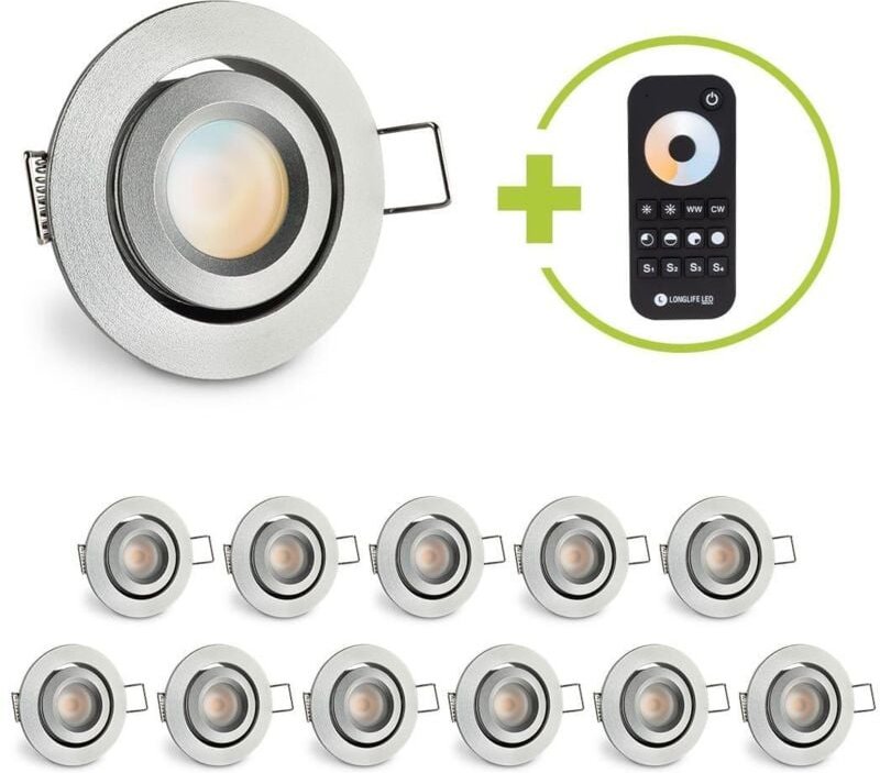 Einbaustrahler Mini schwenkbar Matera 3W CCT IP44 - Farbe: silber - Anzahl: 12x