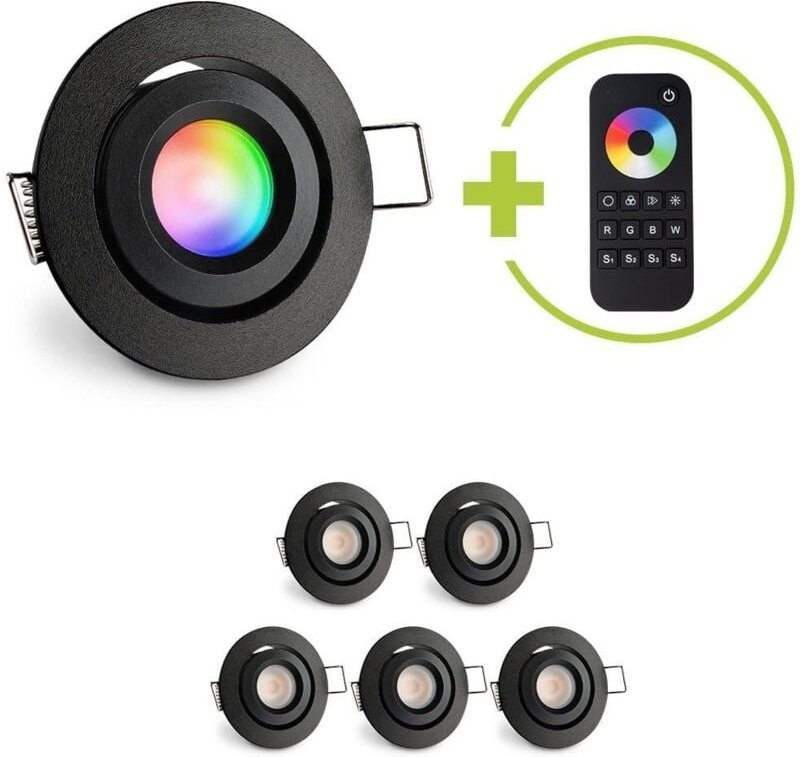 Einbaustrahler Mini schwenkbar Matera 3W RGBW IP44 - Farbe: schwarz matt - Anzahl: 6x
