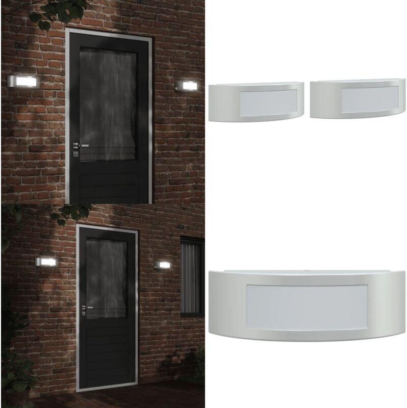 Thumbnail - Außenwandleuchten 2 Stk. Silbern Edelstahl - Gartenbeleuchtung - led Wandleuchte - Außeleuchte - Edelstahl Lampe - Wette...