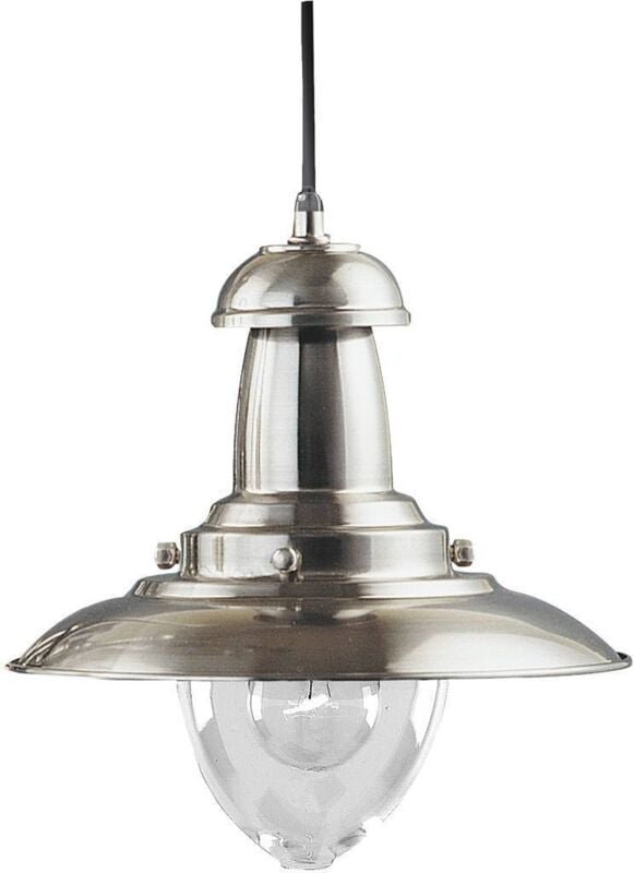 Searchlight - Fisherman - 1 Light Dome Deckenanhänger Satin Silber, Klarglas Medium, E27