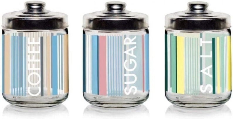 Trade Shop Traesio - Trade Shop - 3er-Set Küchenbehälter aus Glas, Textilene, Salz, Kaffee, Zucker -