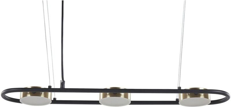 Led Hängelampe in Schwarz / Messing aus Metall Oval 3-Flammig Modern für Küche Esstisch Wohnküche Hohe Decken Innenräume