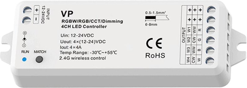 Einfarbig/ cct/ rgb/ rgbw Controller - 12-24V dc - 4 Kanäle -
