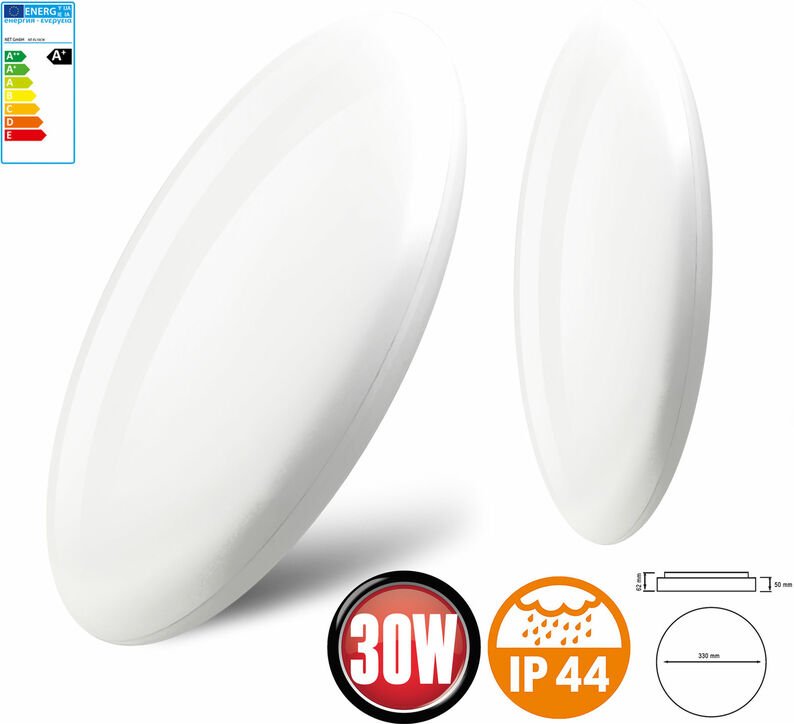 30W LED Deckenlampe Rund Kaltweiß 6500K 2060 Lumen Deckenleuchte Deckenbeleuchtung Einbaulampe Aufputz Beleuchtung