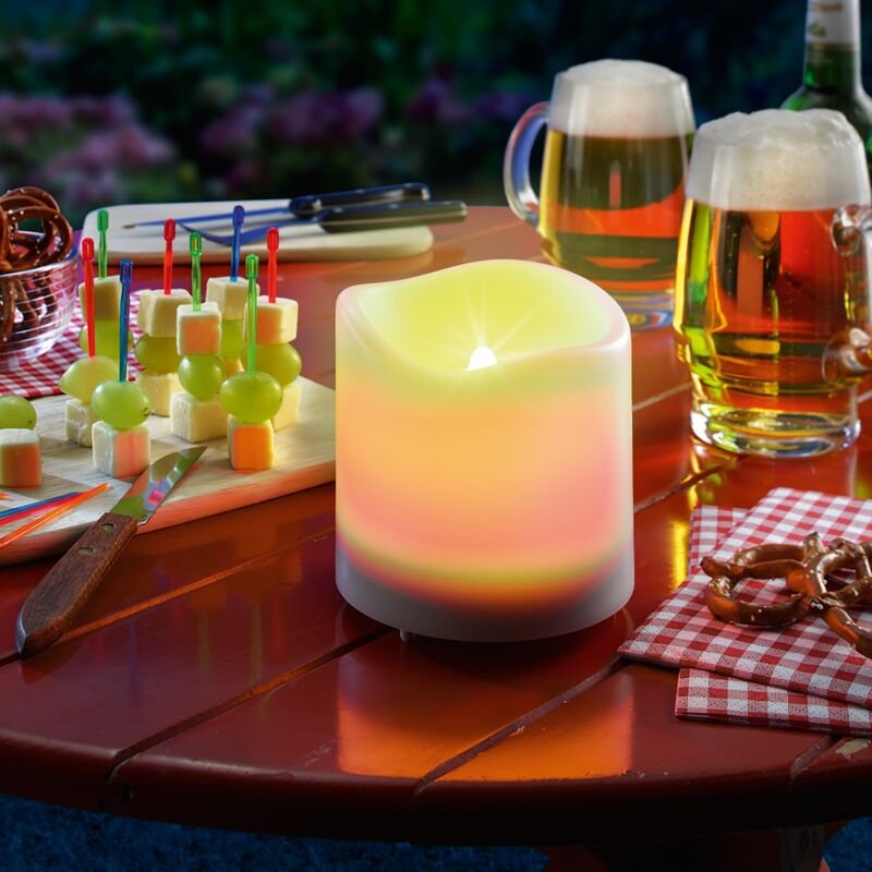 Solarkerze Romatica mit Flackereffekt 10x10cm Flackerlicht outdoor 102079 - Esotec
