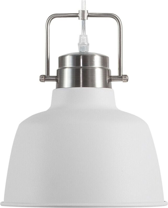 Beliani - Hängeleuchte Weiß und Silber Metall mit Schirm in Glockenform Industrie Stil