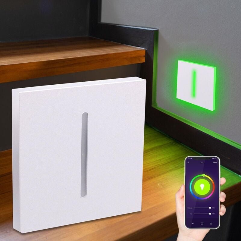 LED Treppenleuchte eckig weiß - Lichtfarbe: Smart Tuya RGB CCT 3W - Lichtaustritt: Fokus