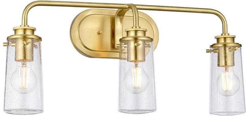 Thumbnail - Wandleuchte Wandlampe Glaslampe Bad Feuchtraum IP44 messing 3x E27 b 60,3 cm