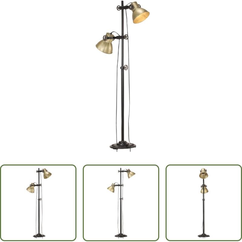 vidaXL E27 - Stehlampe 2-flammig Messing E27 Gusseisen