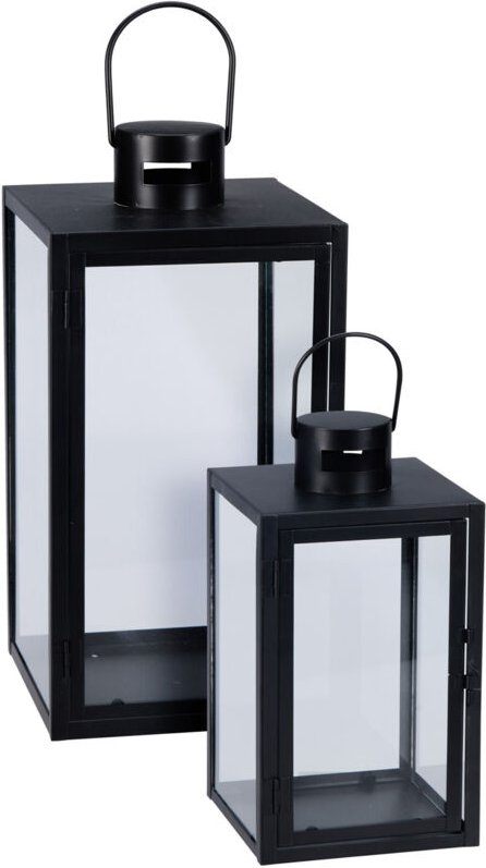 2tlg Metall Laternen Set Schwarz H34/47cm-NB1251560