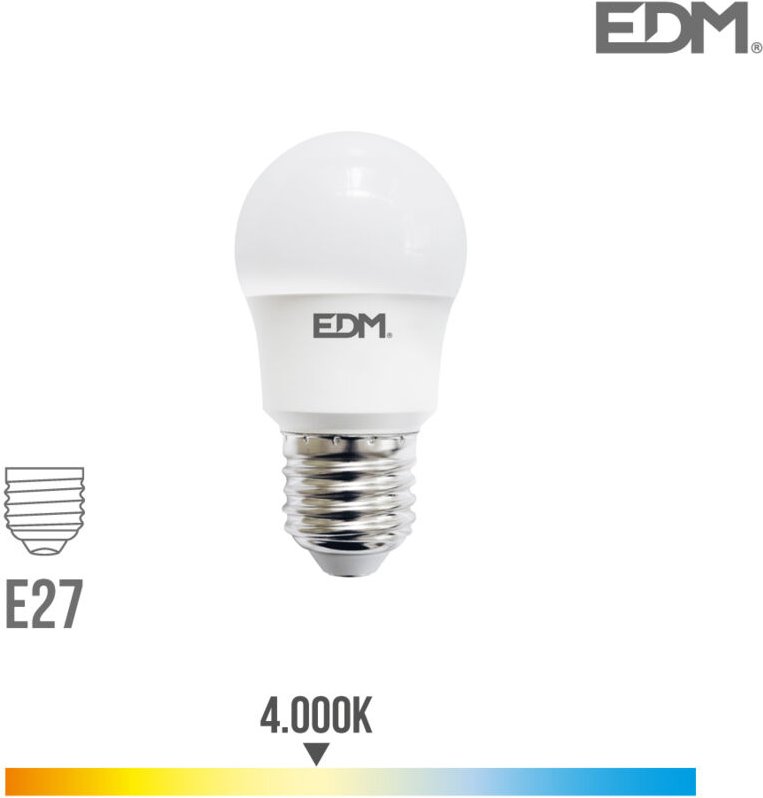 EDM - Sphärische LED-Glühbirne E27 8,5 w 950 lm 4000 k Tageslicht Ø4,5 x 8,6 cm