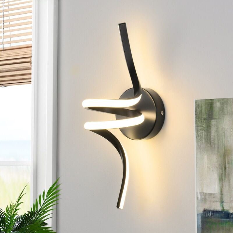 Wandlampe Innen led Wandleuchte Schwarz: Wand Lampe für Treppenhaus Flur Wohnzimmer Schlafzimmer Balkon Modern Design Al...