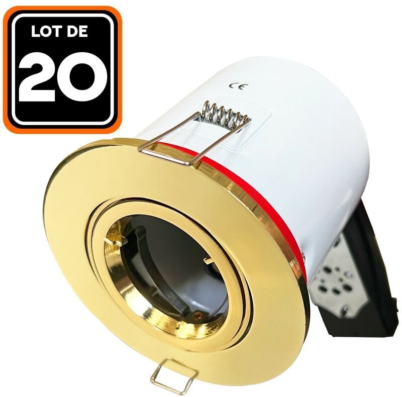 20 Support Spot bbc Orientable Dore IP20 avec Douille GU10